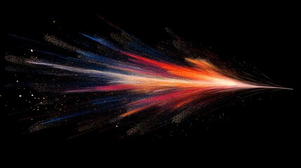 Wall Mural - vibrant explosion of colorful sparks and particles radiating outwards against a black background. a 