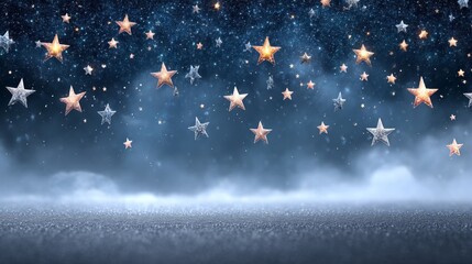 Wall Mural - Enchanting night sky with stars and mystical fog