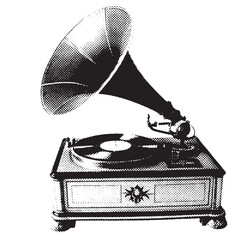 Wall Mural - vintage gramophone halftone grunge vector design element