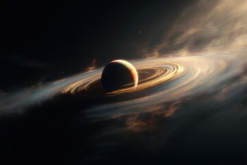 Wall Mural - A breathtaking view of Saturn in the vastness of space