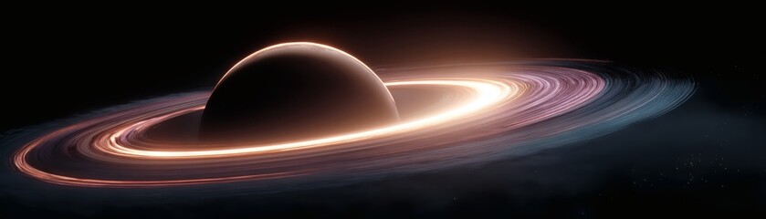 Wall Mural - A black hole with swirling cosmic gas and dust surrounding it. A visual representation of a black hole with bright light and an otherworldly feel. 
