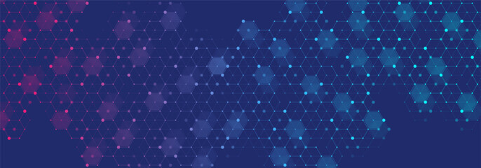 Aufkleber - Modern health care or medical background design. Health care innovation concept. Horizontal header web banner. Abstract geometric background with hexagon shapes for medicine, science, chemistry.