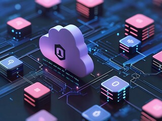 Fototapete - Cloud Computing and Infrastructure Management