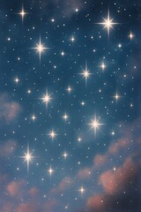 Wall Mural - night sky filled with twinkling stars and scattered clouds over a serene landscape