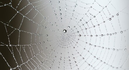 Spiderweb with Water Droplets Sparkling in the Light