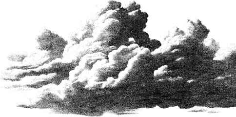 vintage 1950s black and white cloud illustration for retro designs