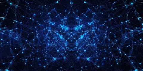 Wall Mural - abstract blue network connections with glowing nodes and intricate patterns