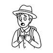 © VecorWing - Scared traveler with hat in vector line art style