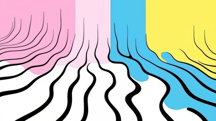 Poster - Colorful abstract painting with a white background. The painting is made up of three different colors, with the middle one being the most prominent. The painting has a dreamy