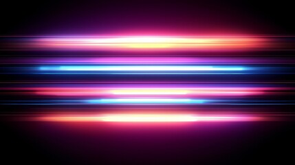 Aufkleber - Colorful image of neon lights with a purple background. The lights are arranged in a row, with the top row being the brightest and the bottom row being the least bright