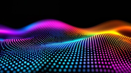 Aufkleber - Colorful, abstract image of a wave with dots of different colors. Concept of movement and energy, as if the wave is constantly changing and evolving. The use of bright colors