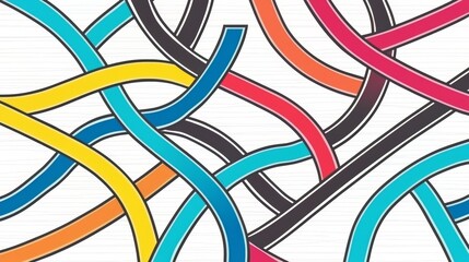 Aufkleber - Colorful, multi-colored, and twisted line drawing of a bunch of different colored lines. The lines are all different colors and are twisted in different directions
