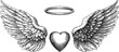 © Artem - Engraved angel wings and halo design for spiritual art and decoration