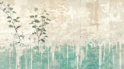 Poster - Painting of a tree with a blue background. The tree is the main focus of the painting, and it is surrounded by a field of grass. The blue background gives the painting a calming