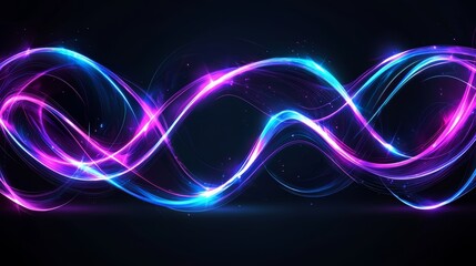 Aufkleber - Purple and blue wave of light. The light is bright and colorful. The light is moving and flowing