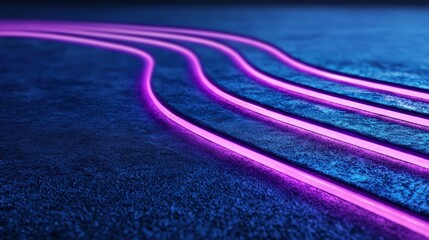 Aufkleber - Purple line is drawn on a blue background. The line is long and thin, and it is glowing. The image has a futuristic and otherworldly feel to it, as if it were created in a computer program