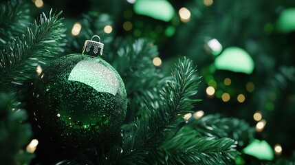 Wall Mural - festive green holiday background with christmas theme