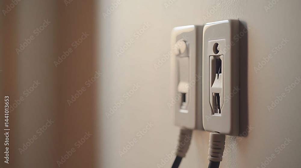 Outlet With Plug Two Electrical Outlets with Plugs Inserted Stock Illustration | Adobe Stock
