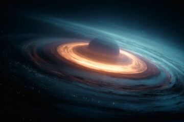 Wall Mural - An eye-catching illustration of a black hole in space, with a swirling galaxy around it. The scene captures the mystery and beauty of the cosmos.