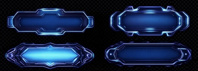 Wall Mural - the neon glass frames collection boasts edges that glow with blue light and surfaces that are transp