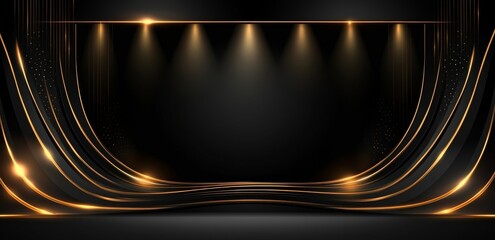 Wall Mural - the speed light effect, characterized by radial golden glowing lines and bright sparkling particles 