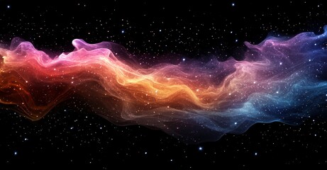 Wall Mural - modern realistic illustration of the night space, featuring a pink cloud with sparkling stars on a b