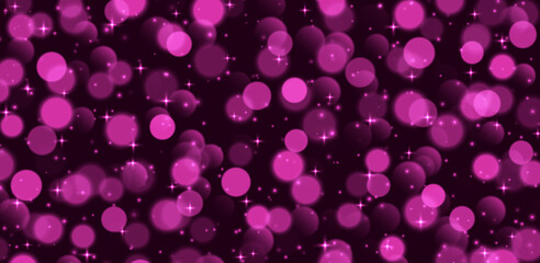 Wall Mural - pink bokeh with stars and sparkles, shiny overlay decoration, abstract christmas background. vector 