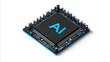 © dylan - 3D isometric icon a microcircuit with the text AI on a white background in black and blue colors solid color high resolution professional photograph The ultrahighresolution image wa