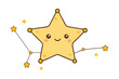 © Azadart - Cute smiling star character with sparkles and smaller stars, perfect for children's illustrations and imaginative designs in various projects