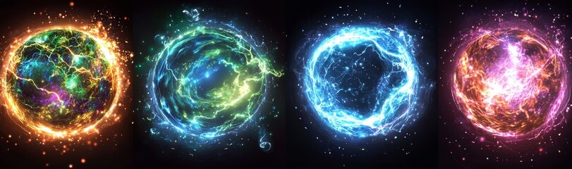 Wall Mural - a futuristic spiral multiverse teleport is depicted with a circle magic light portal, complete with 