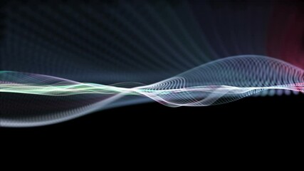 Wall Mural - fantastic video animation with particle wave object in slow motion, 4096x2304 loop 4k