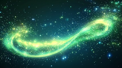 Wall Mural - Green Galaxy Glitter Swirl