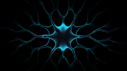 Wall Mural - intricate abstract neural network illustration with vibrant blue lines on dark background