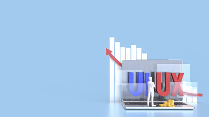 The UI and UX on notebook for website or application concept 3d rendering.