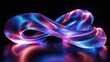 © Rgrd - abstract glowing twisted ribbon sculpture with blue and purple neon lighting on reflective surface against black background