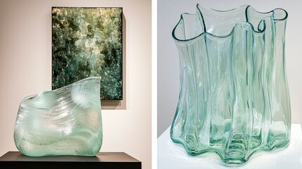 Wall Mural - elegant glass vase and artistic painting showcasing the beauty of layered sculptures and creative ex