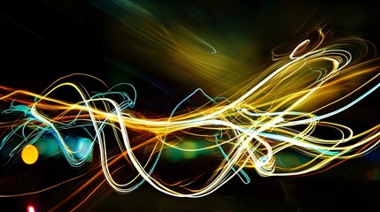 Wall Mural - striking abstract light painting featuring a blurred display of glowing trails in a vibrant and dyna