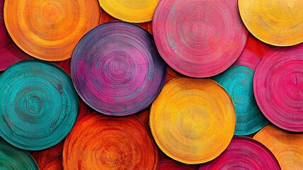Wall Mural - colorful overlapping circles creating an energetic and abstract design full of vibrant hues that evo