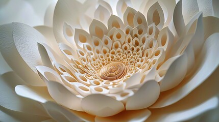 Wall Mural - abstract representation of a white flower captured through intricate paper sculptures with artistic 