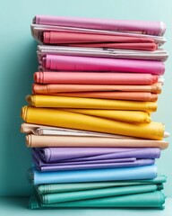 Aufkleber - Vibrant Color-Coded Organization Minimalist Pastel Notebooks Stacked in Gradient Aesthetic - Modern Productivity and Creative Workspace Design