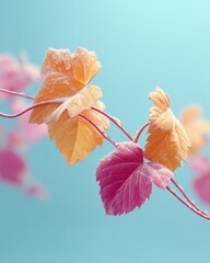 Poster - Ethereal Autumn Gradient Minimalist Nature Capturing Seasonal Transition with Pastel Leaf Textures - Climate Awareness and Design Inspiration