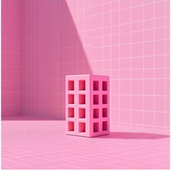 Fototapete - Minimalist Grid Architecture Monochromatic Isometric Clay Model Showcasing Digital Design Trends in Contemporary Urban Visualization
