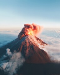 Fototapete - Climate Crisis and Planetary Dynamics Dramatic Volcanic Eruption Reveals Earths Transformative Power - Geoscience Visualization for Environmental Awareness and Climate Research