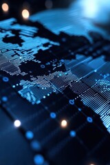 Leinwandbilder - Cybersecurity Frontier Immersive Digital Intelligence Visualization with Next-Gen Global Monitoring Tech for Strategic Defense and Geopolitical Insights