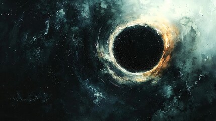 Wall Mural - a captivating black hole at the heart of a nebula with light distortion creating an awe-inspiring co