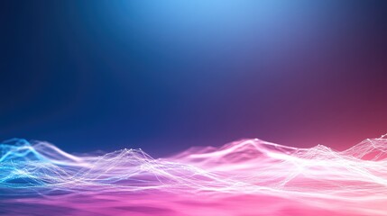 Wall Mural - abstract digital landscape of glowing lines and points in vibrant colors