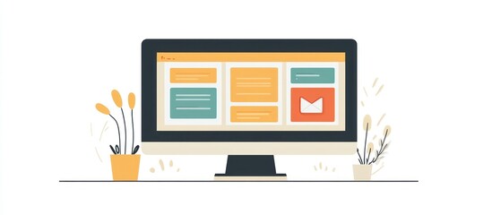 Desktop Email Inbox, Plants, Workspace