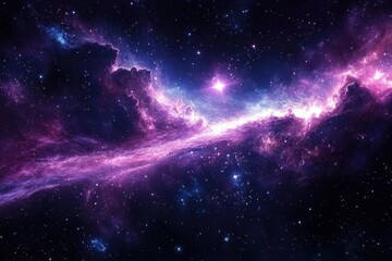 Wall Mural - ethereal cosmic cloudscape with vibrant nebula and celestial stars in a dark space background, captu