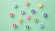 © Weerapat - A network of colorful user icons connected by white lines on a green background, representing social or professional connections.