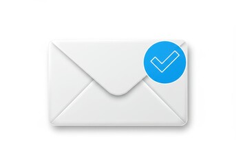 Wall Mural - white envelope with blue check mark on white background